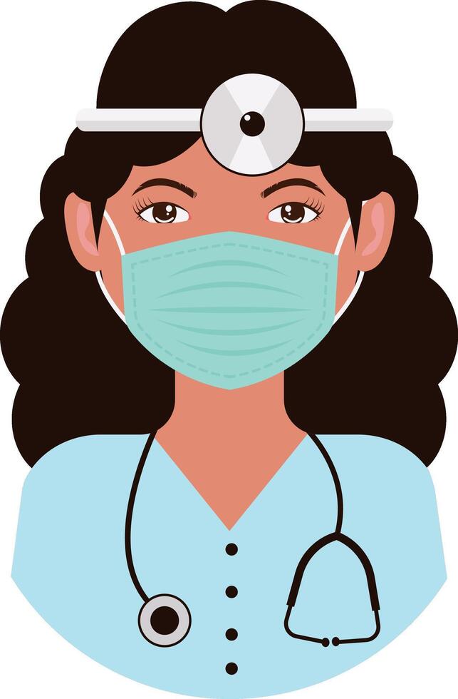 Female Medical Staff Character Illustration. Isolated with Flat Design and Shape vector