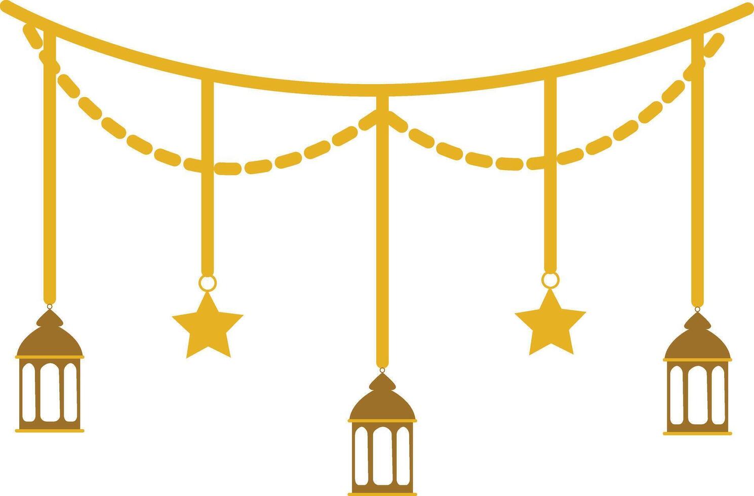 A golden lantern with stars and a string vector