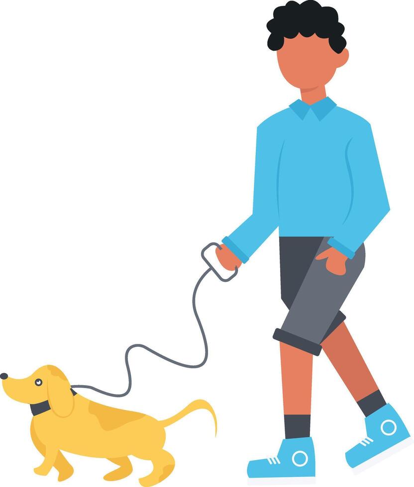 A man walking his dog on a leash vector