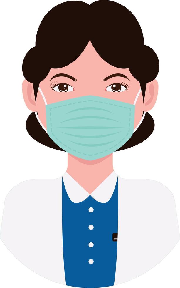 Female Medical Staff Character Illustration. Isolated with Flat Design and Shape vector