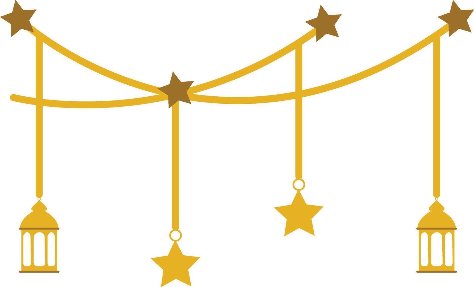 Golden stars and lanterns clipart vector