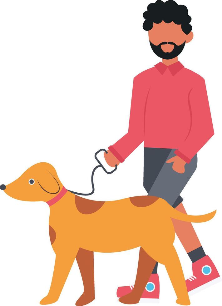 Man walking dog illustration vector