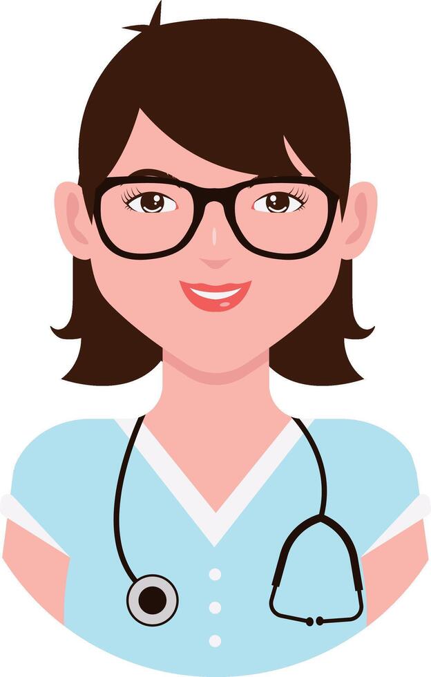 Female Medical Staff Character Illustration. Isolated with Flat Design and Shape vector