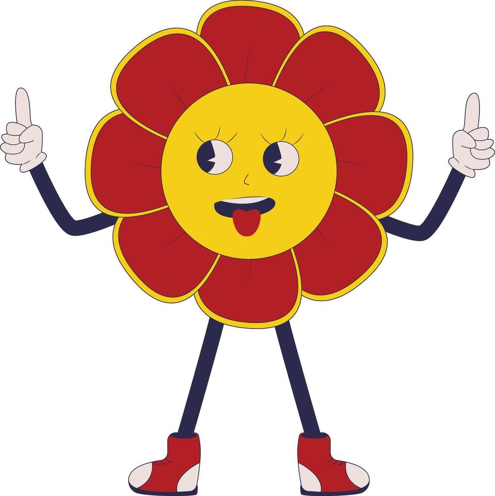 A cartoon flower with arms and legs showing a thumbs up vector