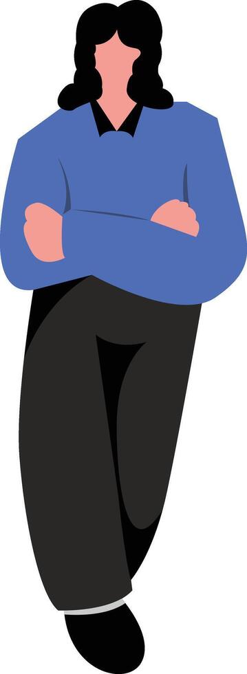 A cartoon man sitting with his arms crossed vector