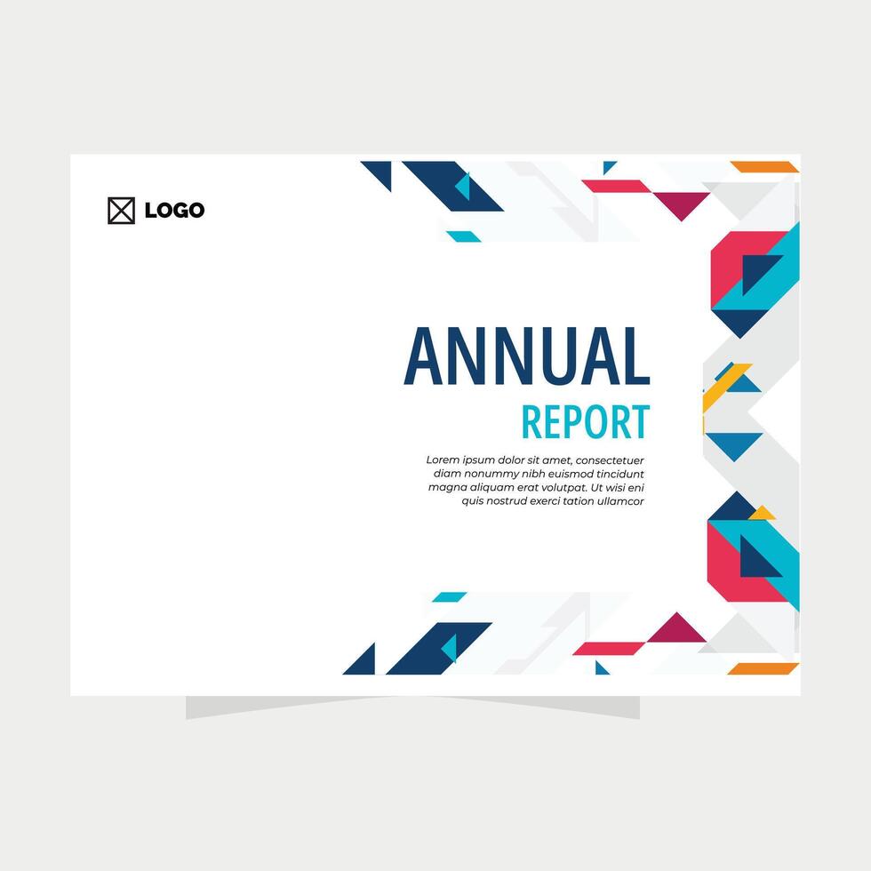 Modern Geometric Annual Report Cover with Abstract Shapes vector
