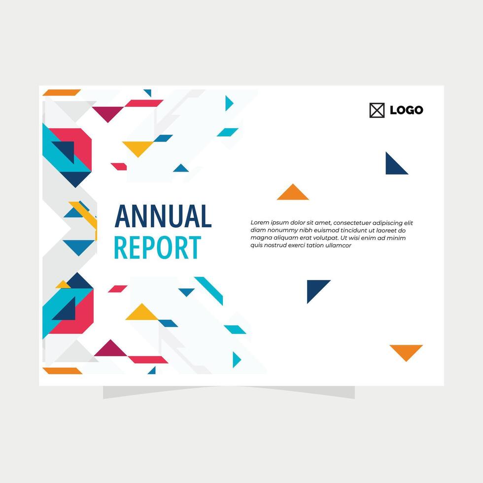 Professional Annual Report Cover Featuring Bold Geometric Patterns vector