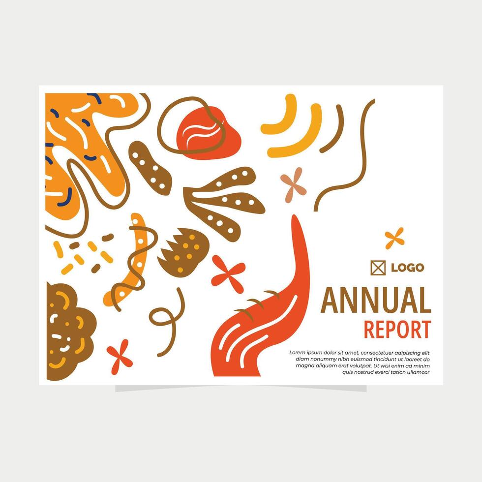 Annual Report Cover with Earthy Tones and Organic Abstract Patterns vector