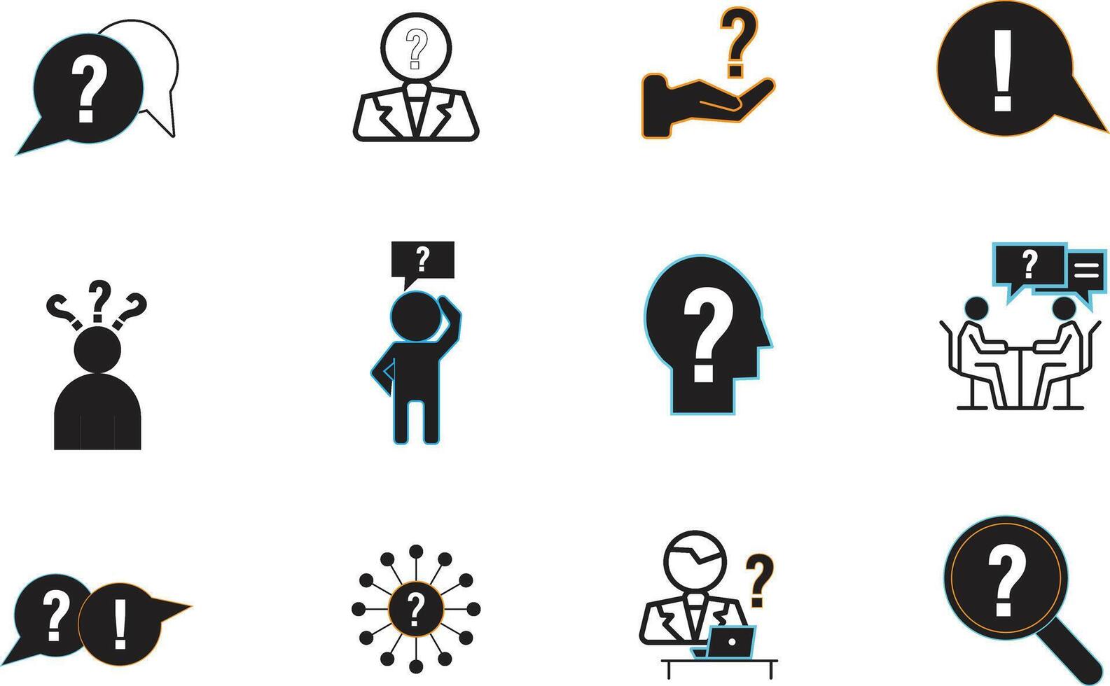 Question mark icons vector
