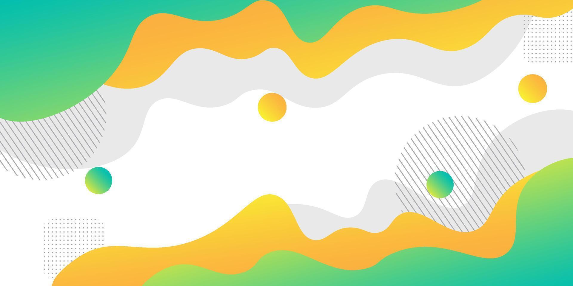 Modern Dynamic Simple Abstract Background with Wavy Design and Circle Pattern Green and Yellow Color. Eps10 vector