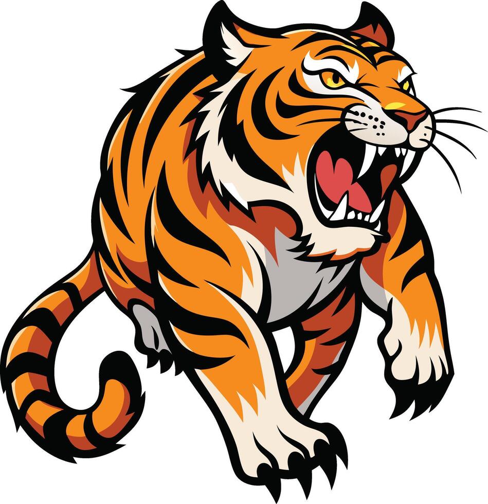Angry tiger roaring vector