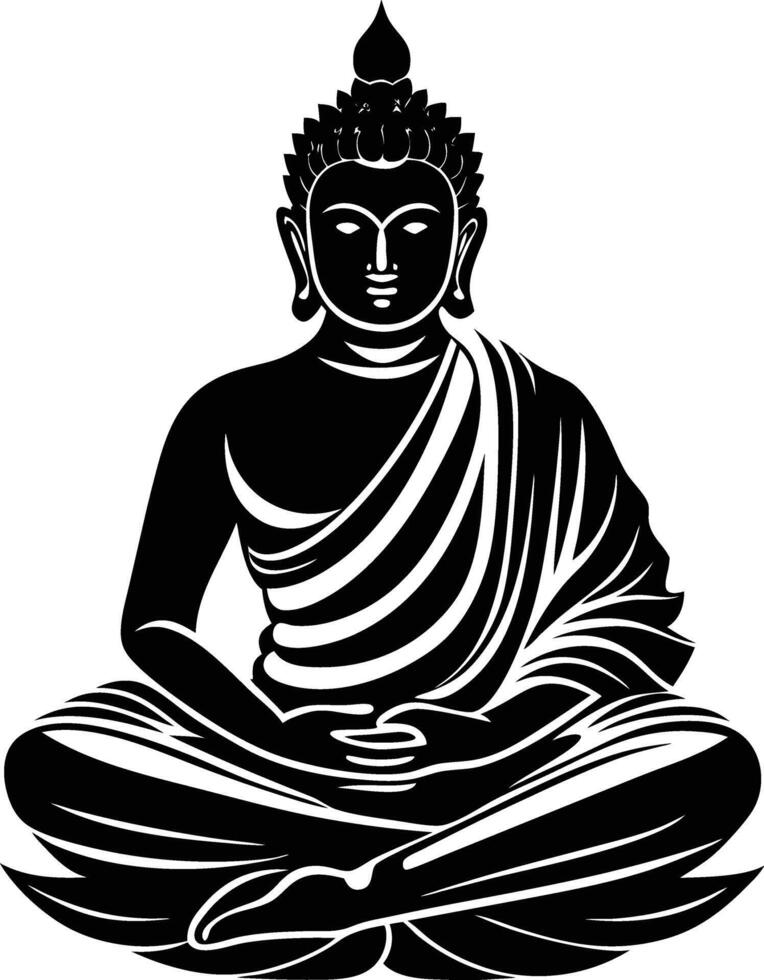 Buddha statue on silhouette vector