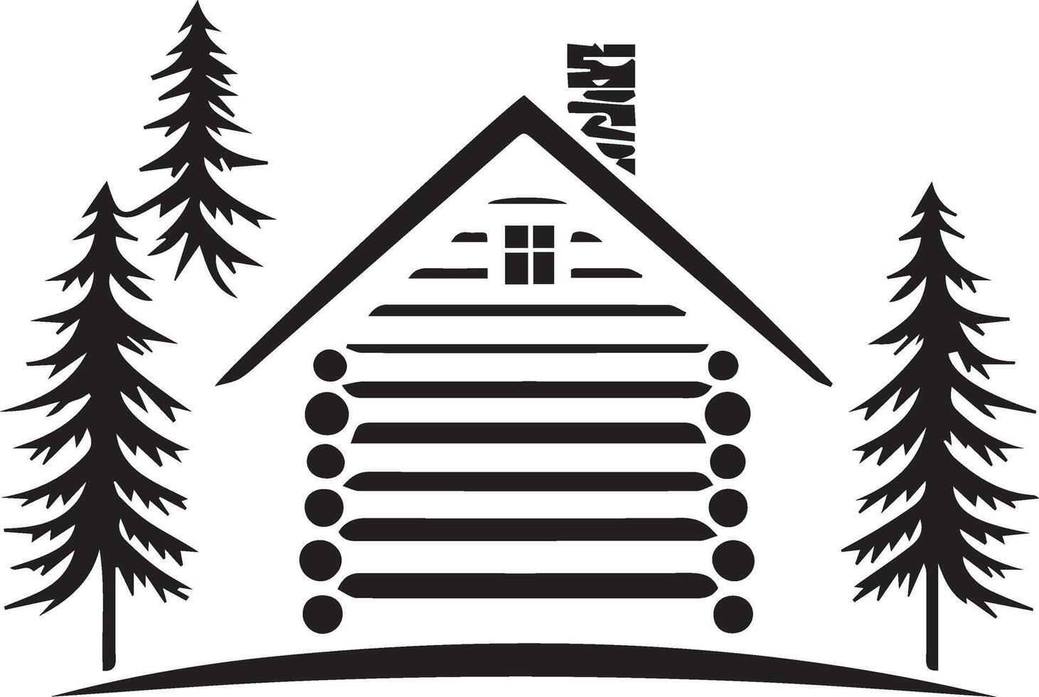 log cabin in the woods illustration vector