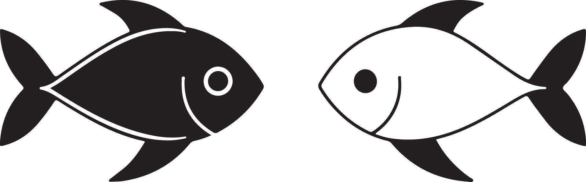 two black and white fish on a white background vector