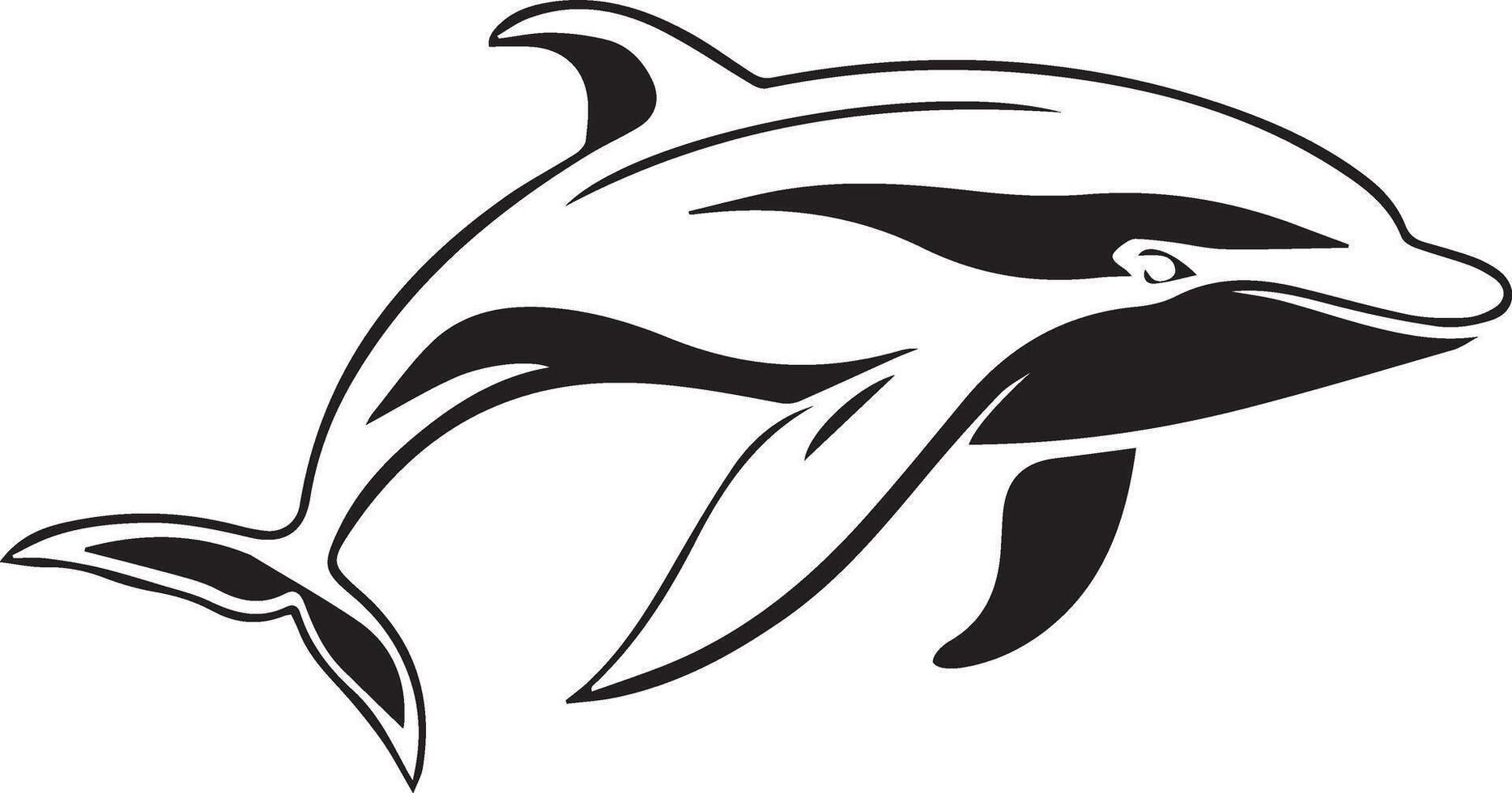 a dolphin is shown in a black and white design vector