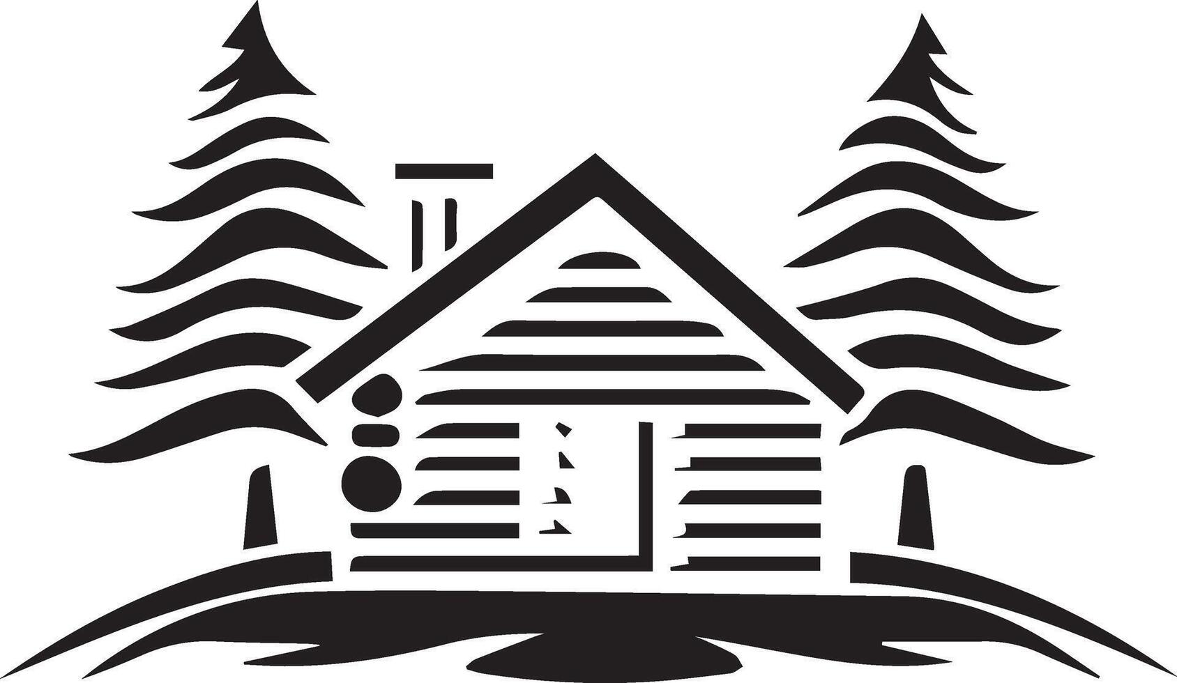 log cabin in the woods illustration vector