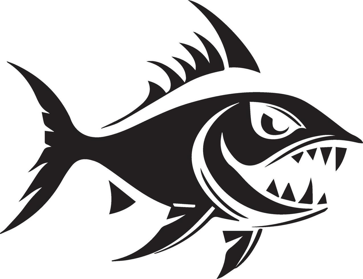 a black and white illustration of a fish with sharp teeth vector