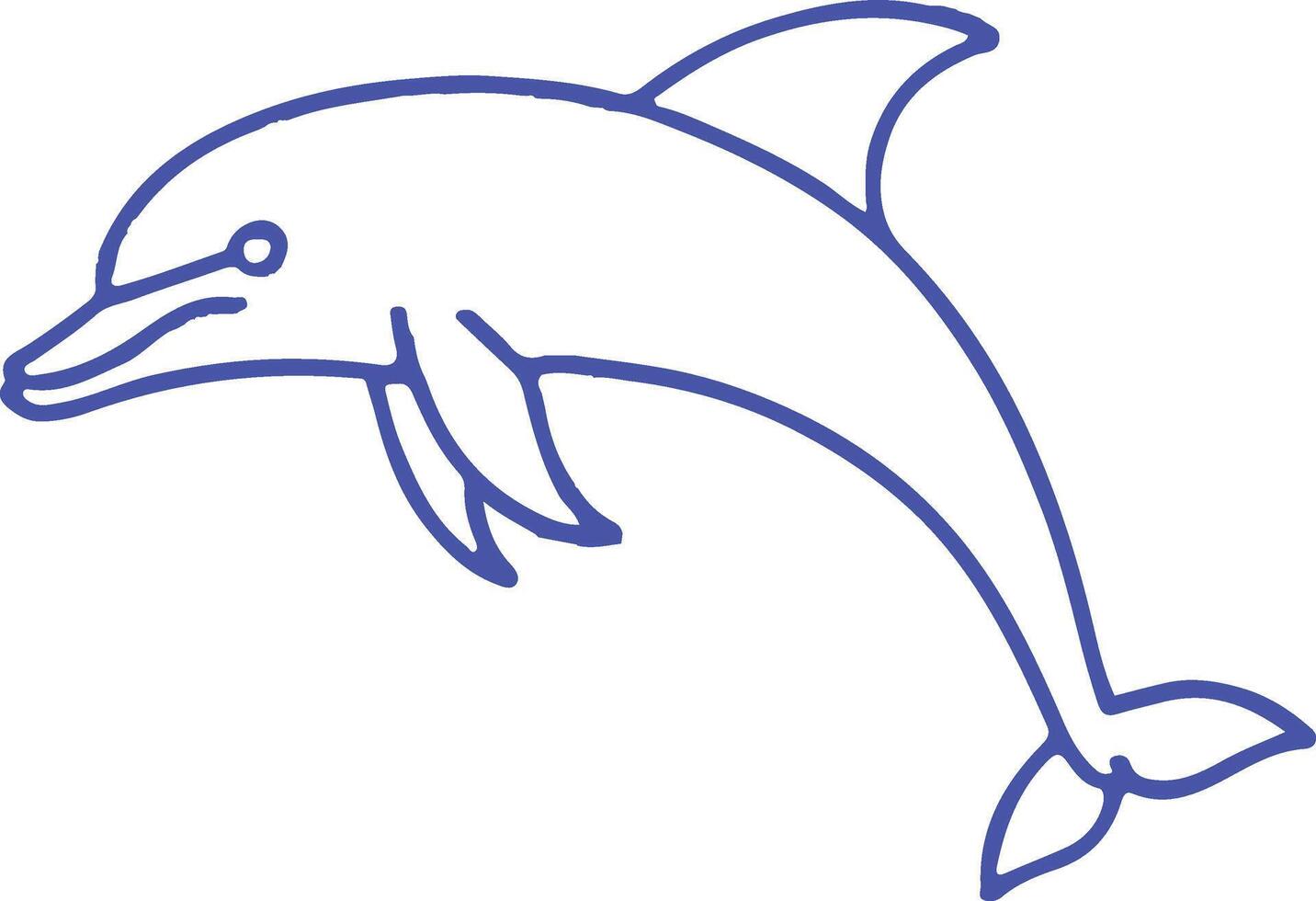 a dolphin is shown in a blue outline vector