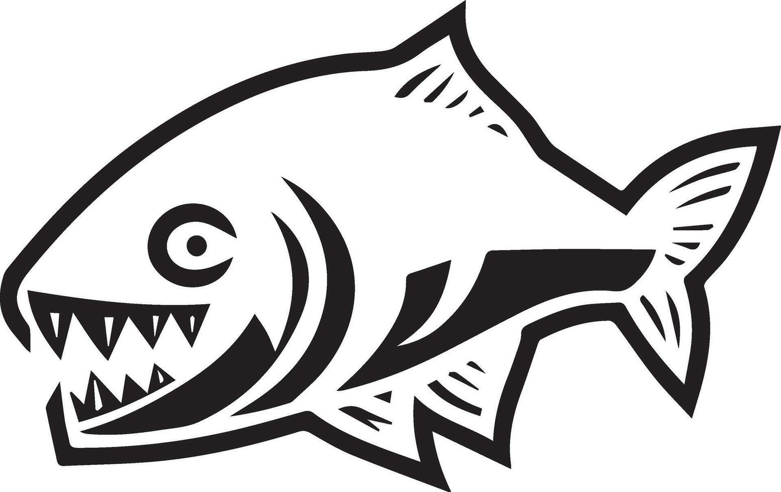 a black and white illustration of a fish with sharp teeth vector