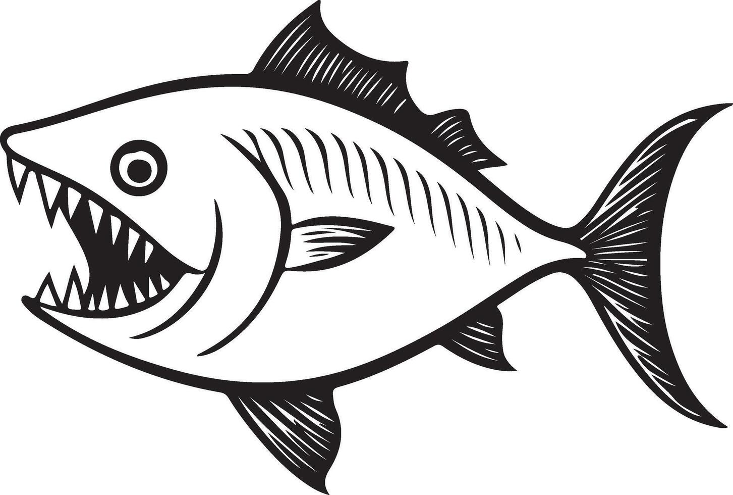 a fish with a big mouth and sharp teeth vector