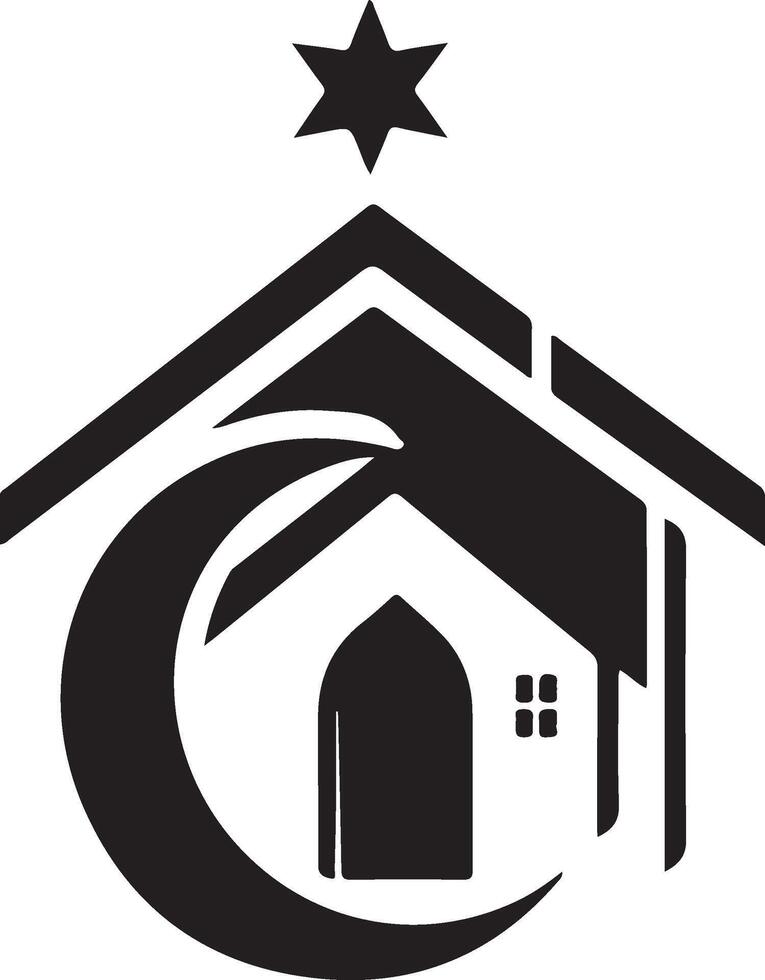 the logo for a mosque with a star and crescent vector
