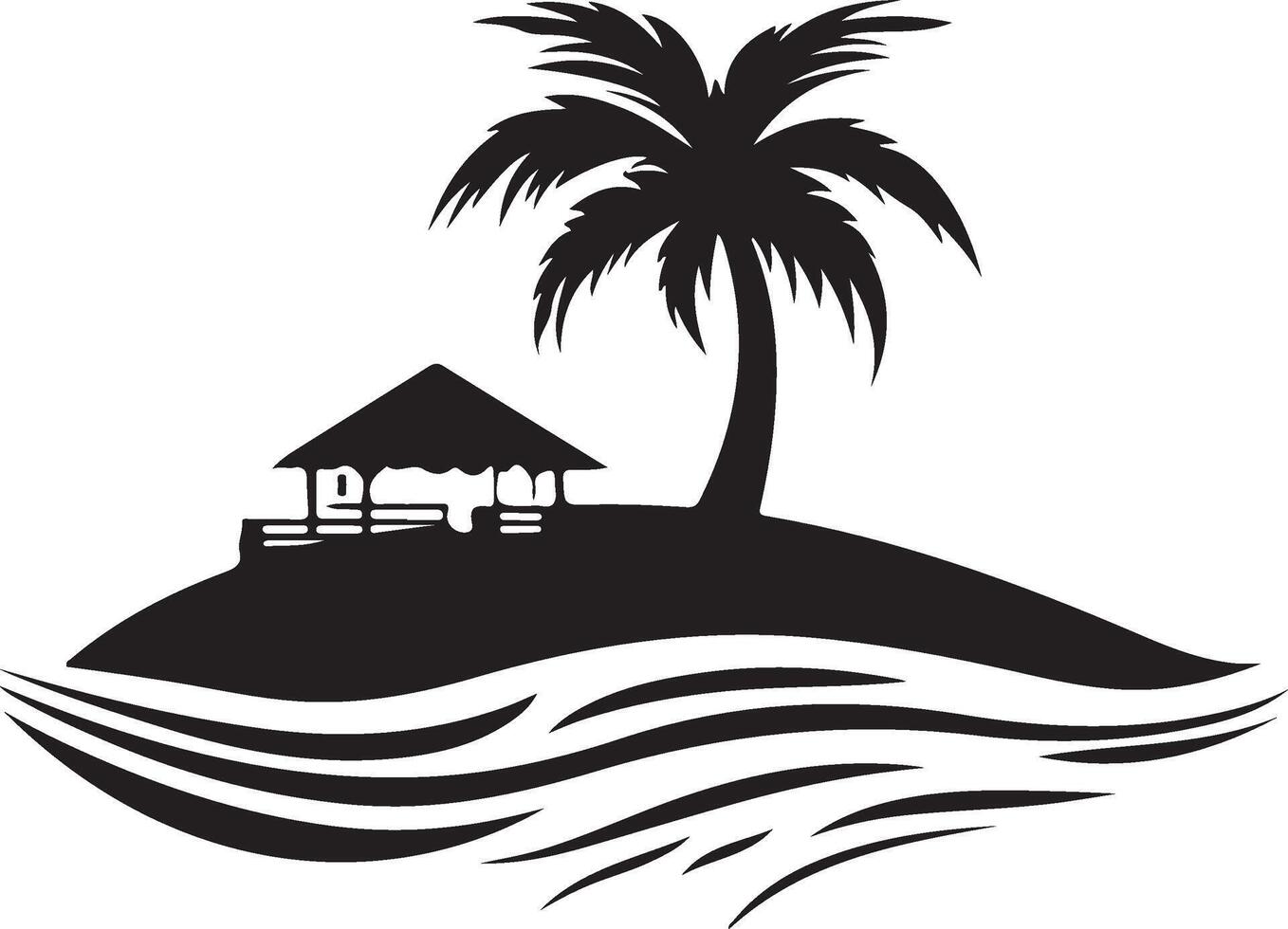 tropical island with palm tree and beach vector