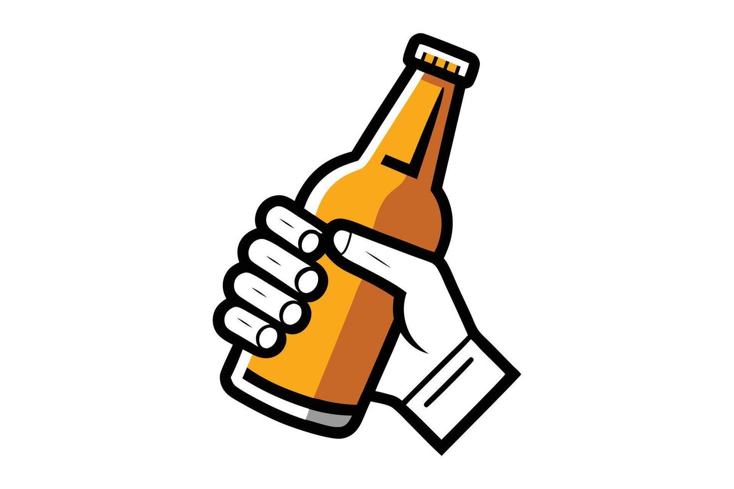 holding a bottle of beer vector