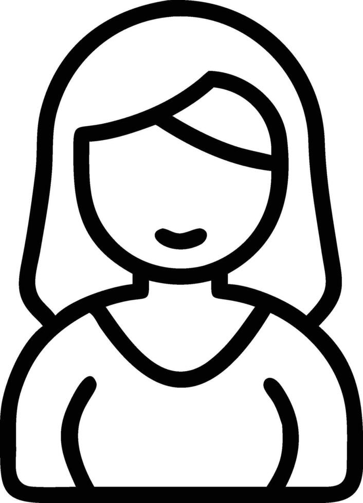 A woman avatar icon in black and white vector