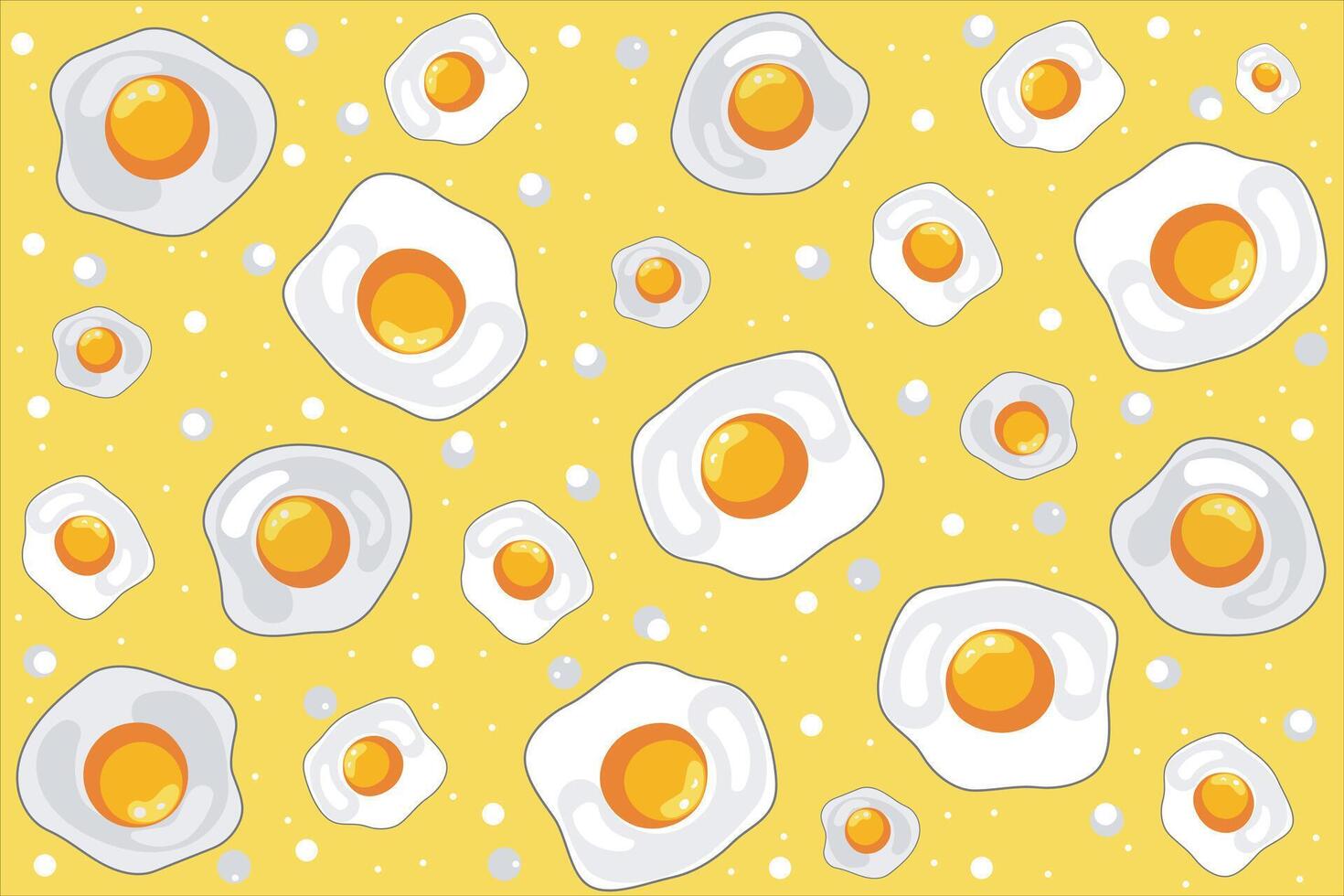 Illustration of fried egg hand drawn with white circle on yellow background. vector