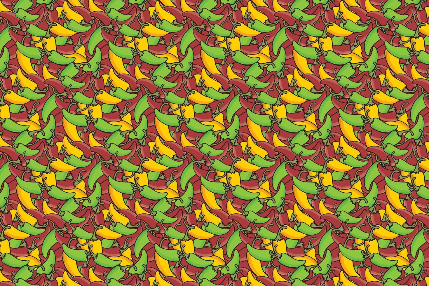 Illustration of red yellow and green chilli background. vector