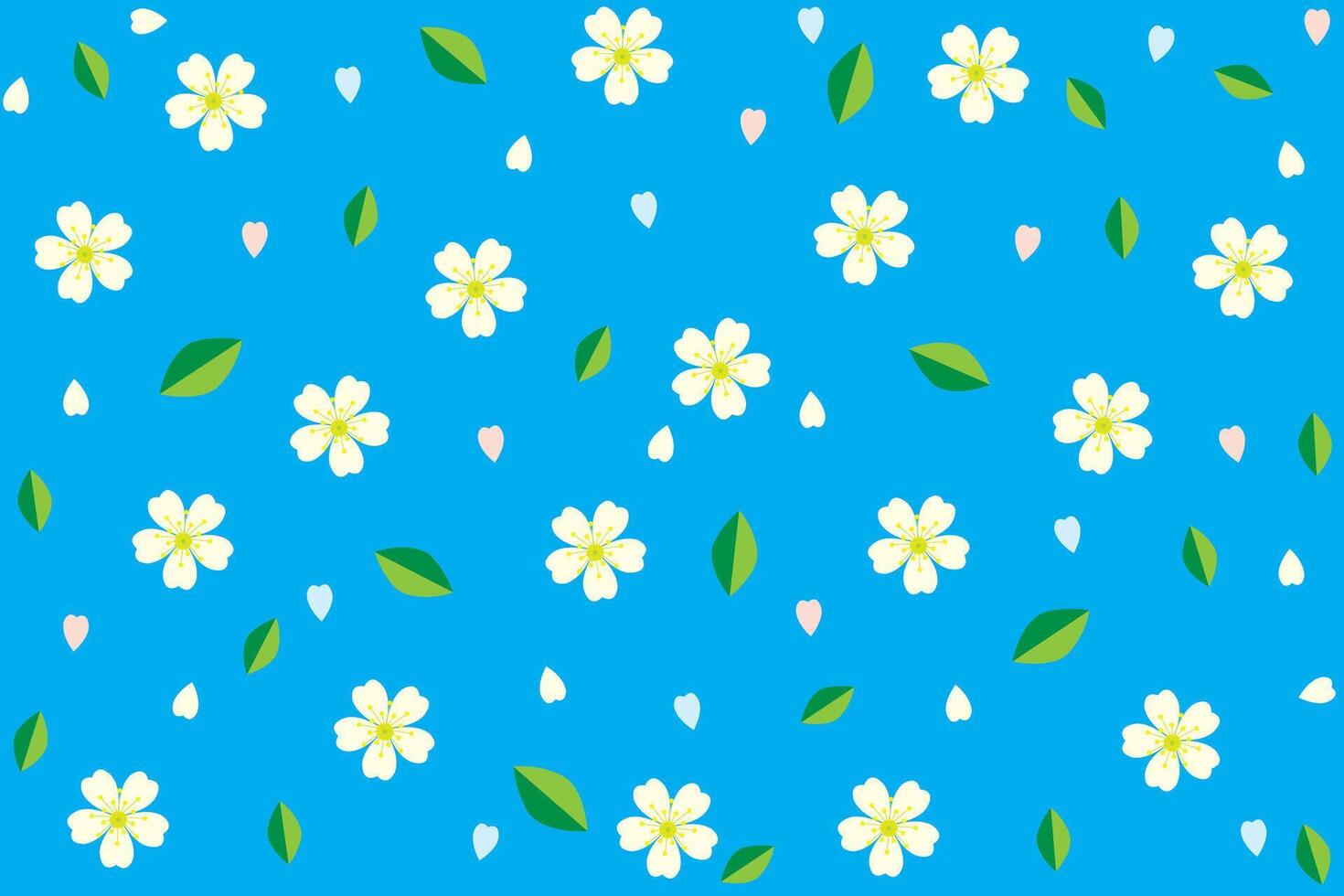 Repeating of abstract flower with leaf on blue background. vector