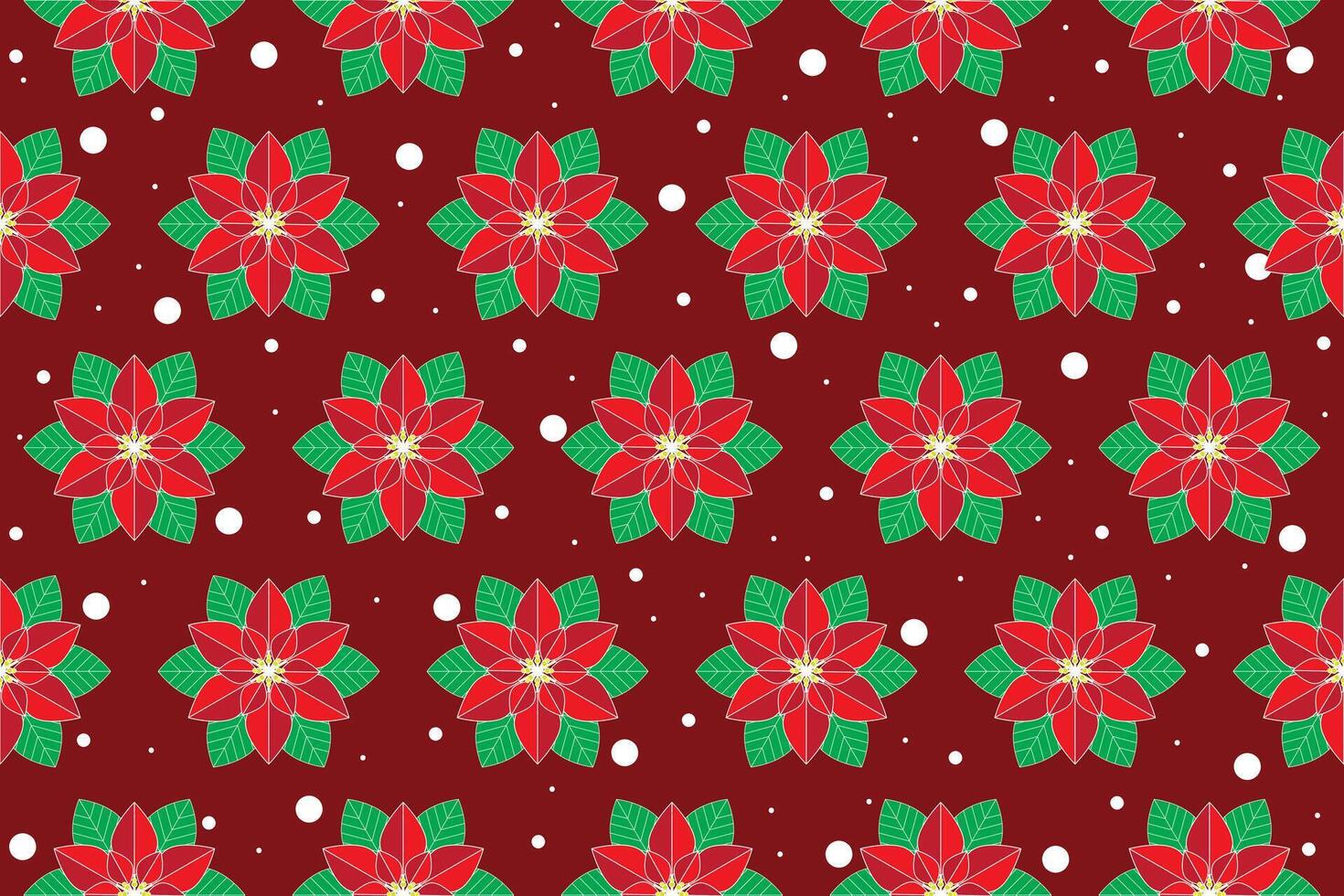 illustration the red flower of Christmas season with snow on deep red background. vector