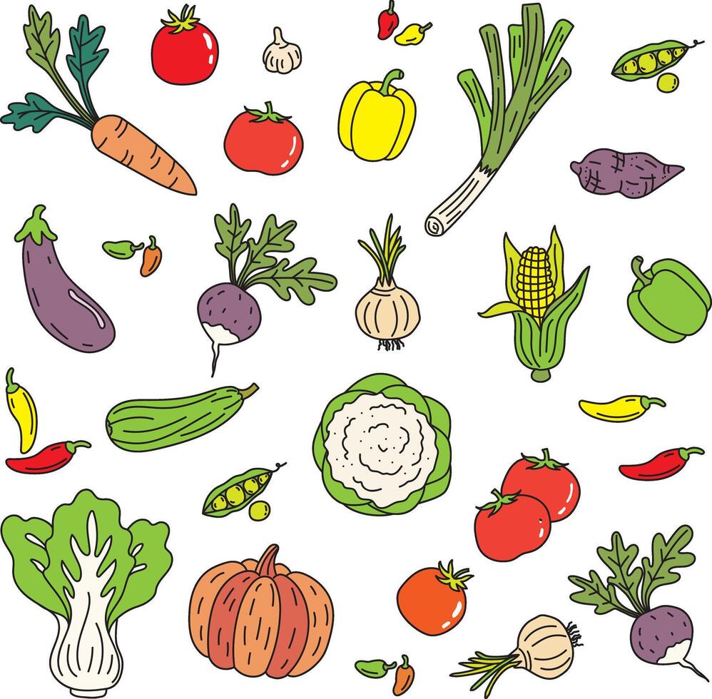 Illustration of vegetable group on empty background. vector