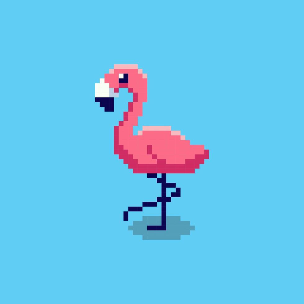Pixel art Flamingo game asset design vector