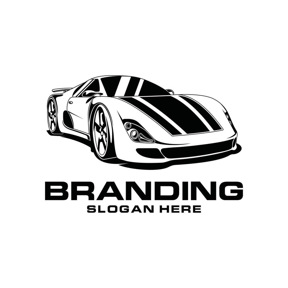 Racing Car design monochrome style silhouette illustration template,for automobile, business, and etc vector