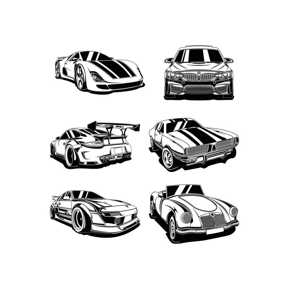 Set of Car automobile design illustration, for badges, emblems, icons car industry. brand and etc vector