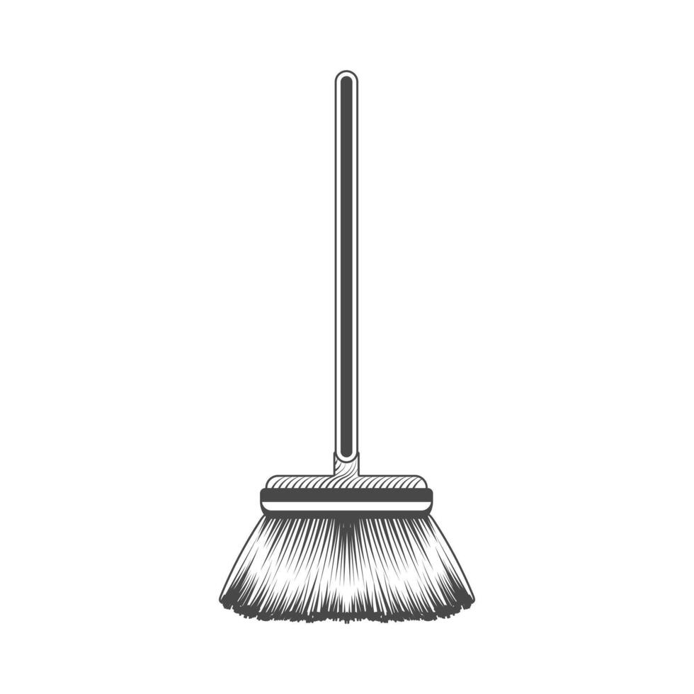 Plastic Broom janitor blak and white design vector