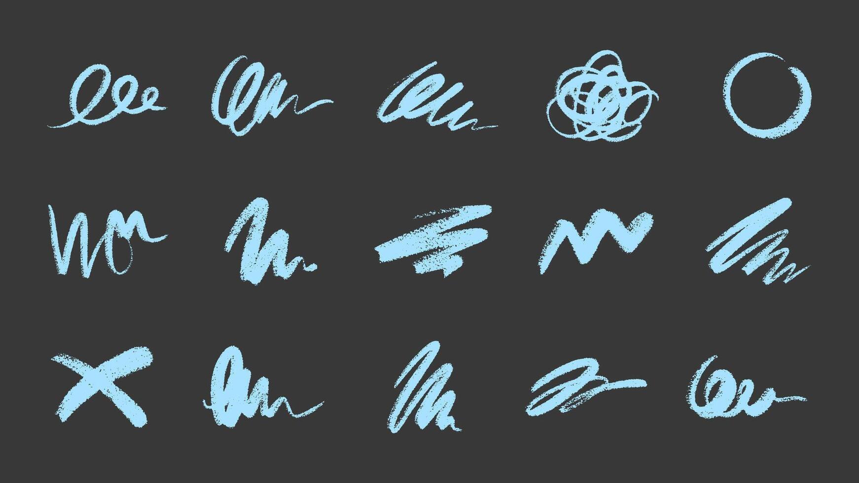15 Hand Drawn Textured Brush Stroke Scribbles vector