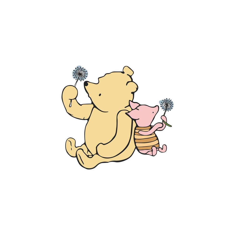 Pooh with Piglet vector