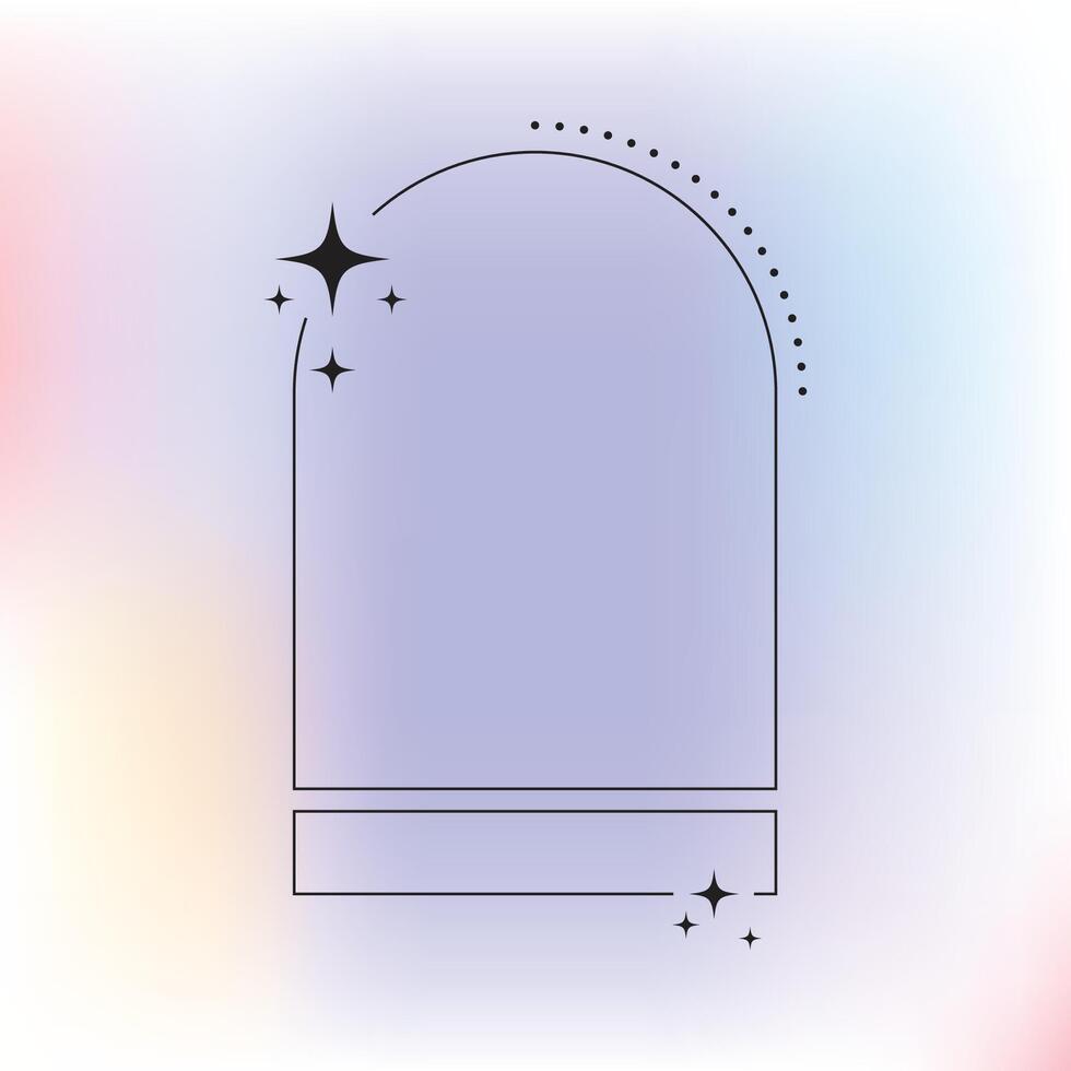 Flat design minimalist linear frame with fluid pastel gradient vector