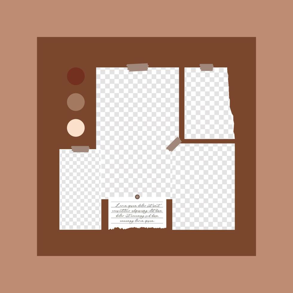 Moodboard template in brown vector