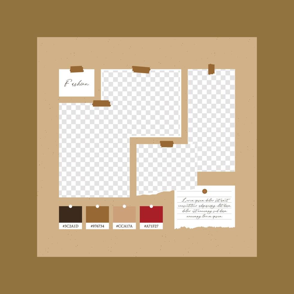 Hand drawn moodboard template vector