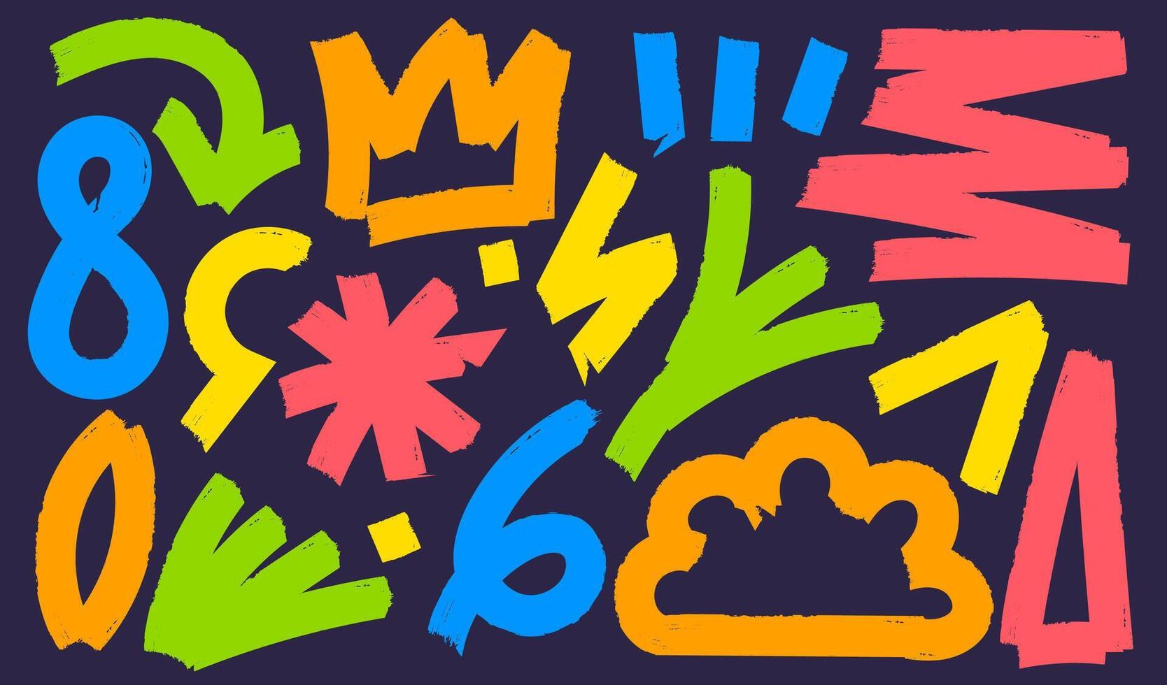 Set of asbtract doodles shapes. Collection colorful hand drawn doodles. Abstract creative minimalist style art for children. vector