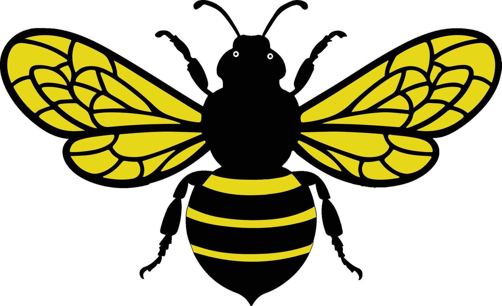 Cartoon bee logo design in color and black and white. Simple and cute outline icon. vector