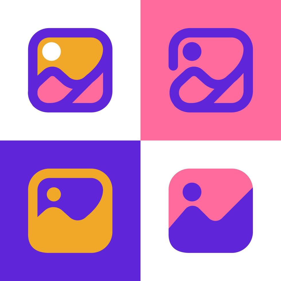 Image Photo Icon for mobile application or website user interface with 4 variant style color vector