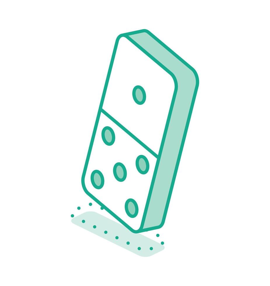 Isometric domino. Outline object isolated on white. Icon for website and game. vector
