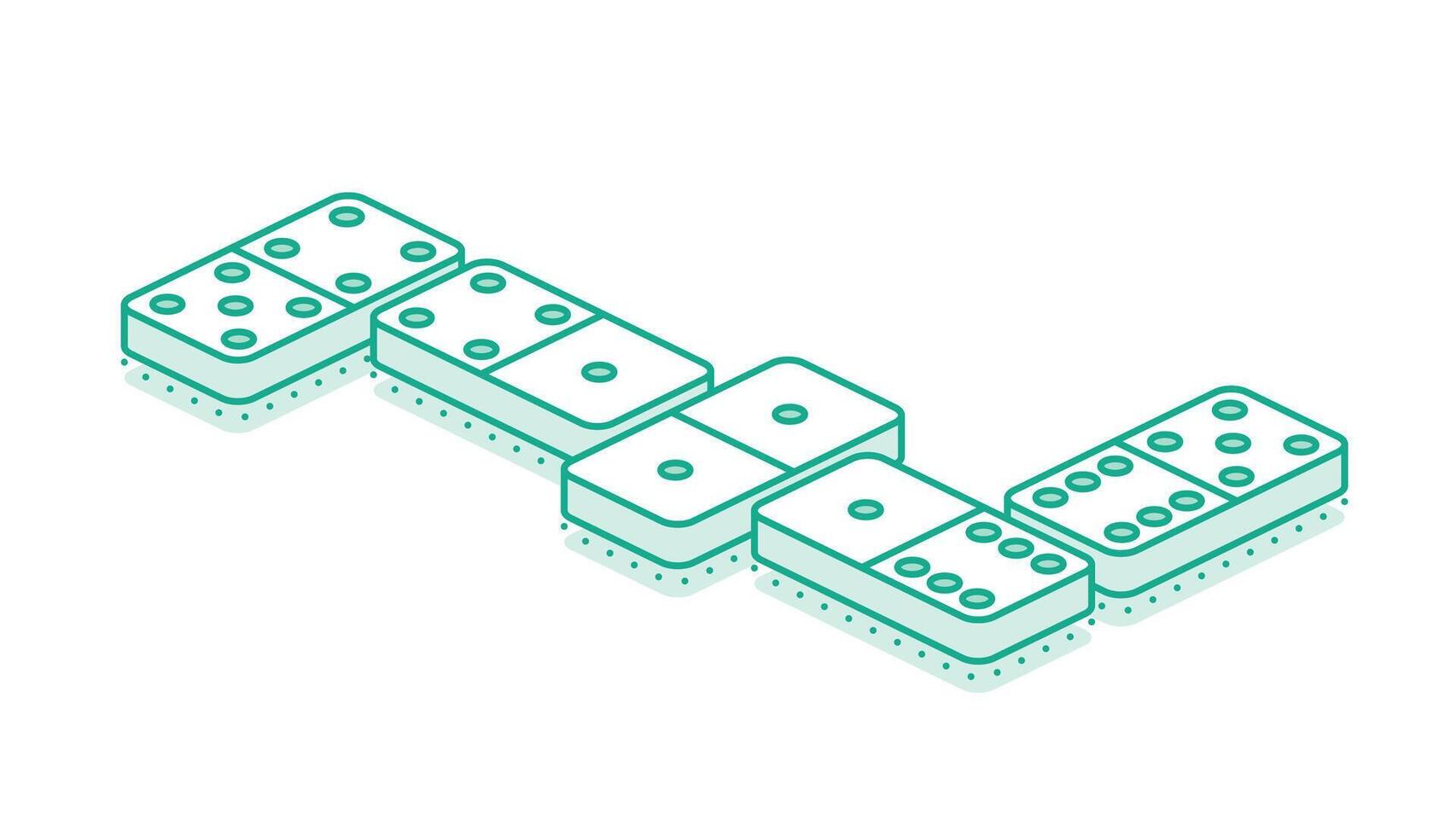 Isometric dominoes game. Casino. Outline objects isolated on white. vector