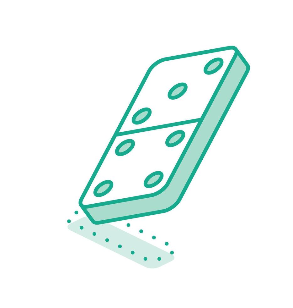 Isometric domino. Outline object isolated on white. Icon for website and game. vector