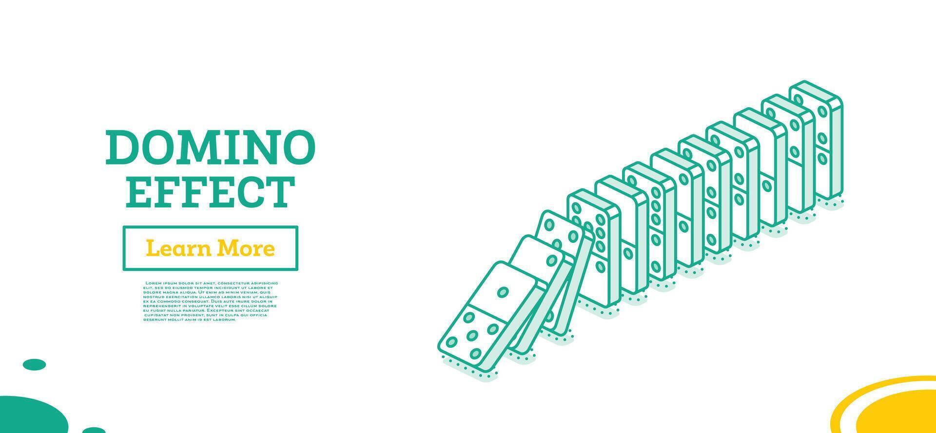 Domino effect. Isometric outline objects. Falling row of dominoes. vector