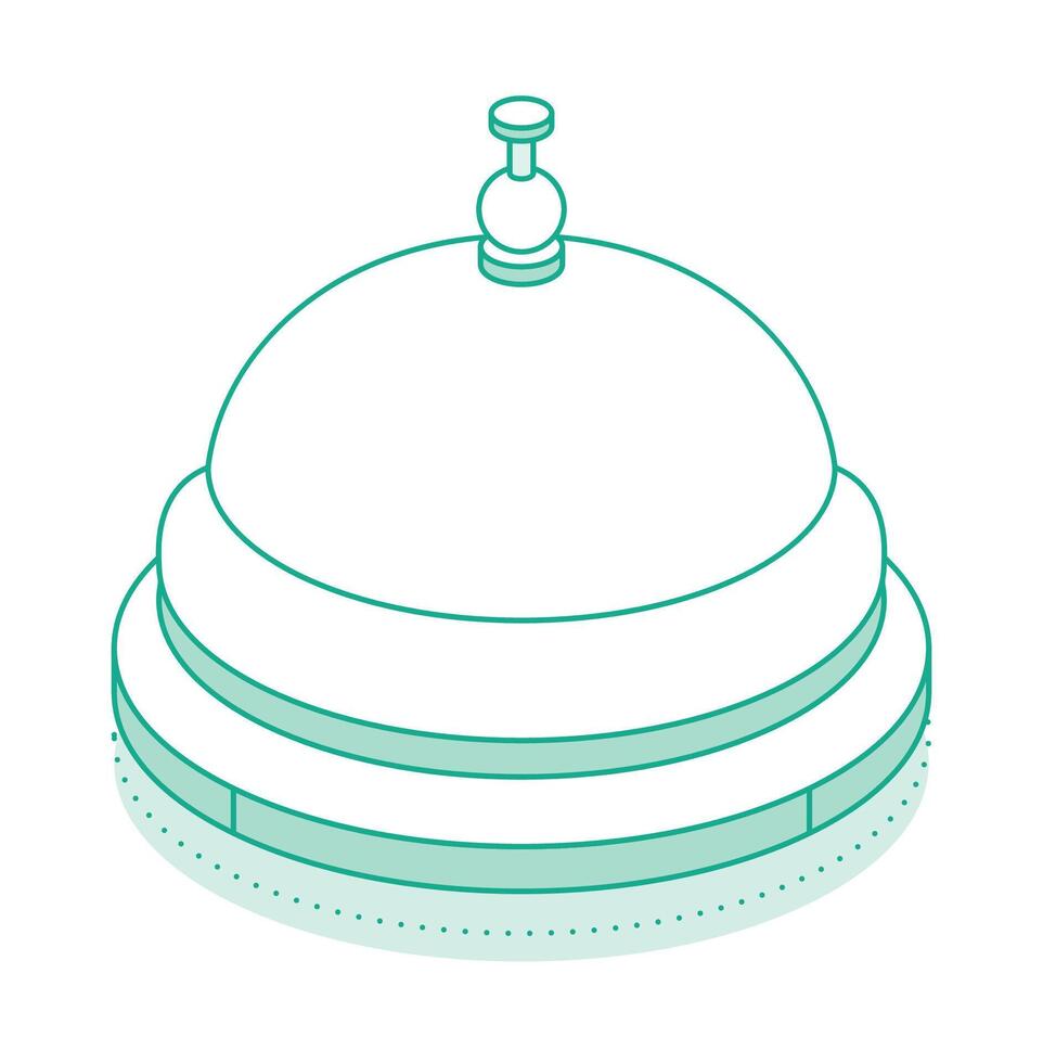 Isometric hotel service bell. Outline reception bell. Icon or symbol. vector